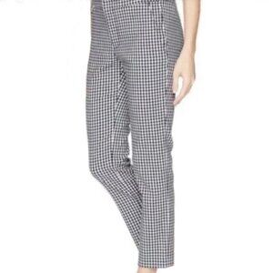L-RL LAUREN ACTIVE RALPH LAUREN BLACK WHITE GINGHAM CHECK CROP PANTS SIZE 2 NWOT